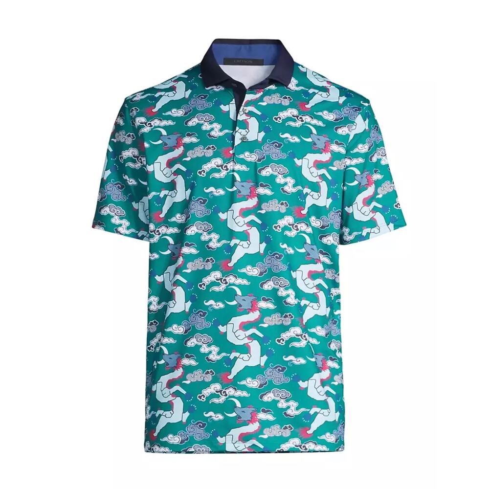 NWT Greyson Men's Wolf Slayer Polo in Jungle size Large